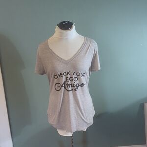 Francesca's double v-neck graphic tee, size M